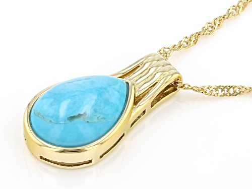 14x10mm Turquoise 18k Yellow Gold Over Sterling Silver Pendant With Chain