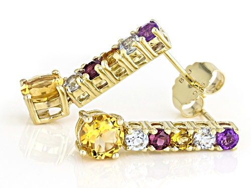 2.51ctw Multi Gemstone 18k Yellow Gold Ove Sterling Silver Earrings