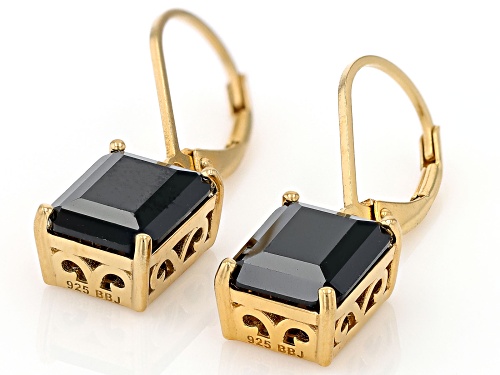 5.00ctw Black Spinel 18k Yellow Gold Over Sterling Silver Earrings