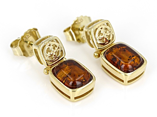 9x7mm Amber 18k Yellow Gold Over Sterling Silver Earrings