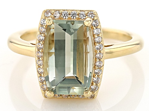 3.50ct Prasiolite With 0.36ctw White Zircon 18k Yellow Gold Over Sterling Silver Ring - Size 8