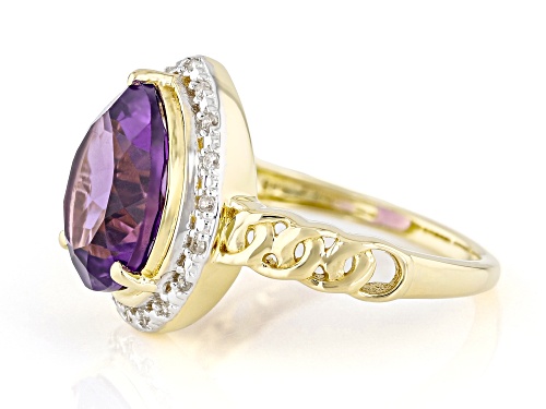 2.48ct African Amethyst With 0.11ctw White Zircon 18k Yellow Gold Over Sterling Silver Ring - Size 6