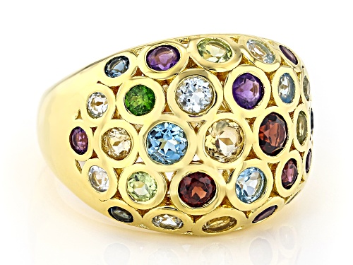 2.73ctw Multi Gemstone 18k Yellow Gold Over Sterling Silver Ring - Size 6