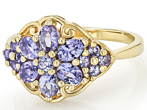 1.08ctw Tanzanite 18k Yellow Gold Over Sterling Silver Ring - Size 7
