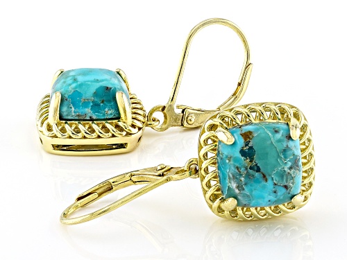 10mm Turquoise 18k Yellow Gold Over Sterling Silver Earrings