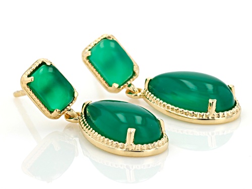 Mix Shape Green Onyx 18k Yellow Gold Over Sterling Silver Earrings
