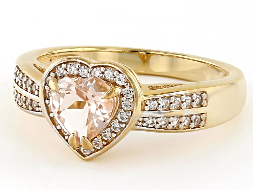 0.70ct Morganite With 0.23ctw White Zircon 18k Yellow Gold Over Sterling Silver Ring - Size 6