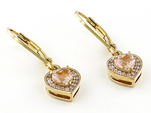 0.71ct Morganite With 0.20ctw White Zircon 18k Yellow Gold Over Silver Earrings