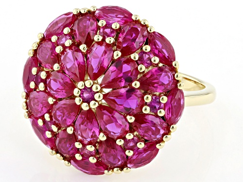 4.04ctw Mixed Shape Lab Created Ruby 18k Yellow Gold Over Sterling Silver Ring - Size 9