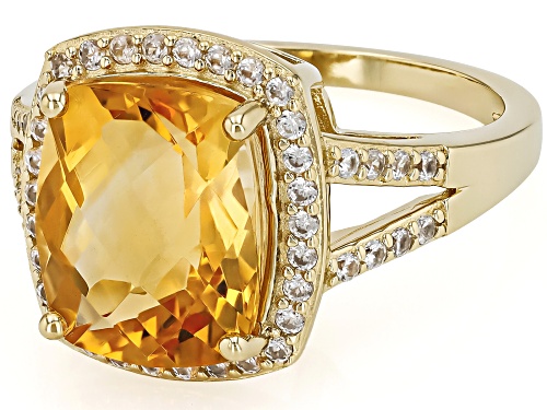 4.41ct Citrine With 0.51ctw White Zircon 18k Yellow Gold Over Sterling Silver Ring - Size 10