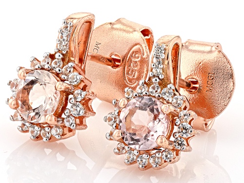 0.80ctw Morganite With 0.47ctw White Zircon 18k Rose Gold Over Sterling Silver Earrings
