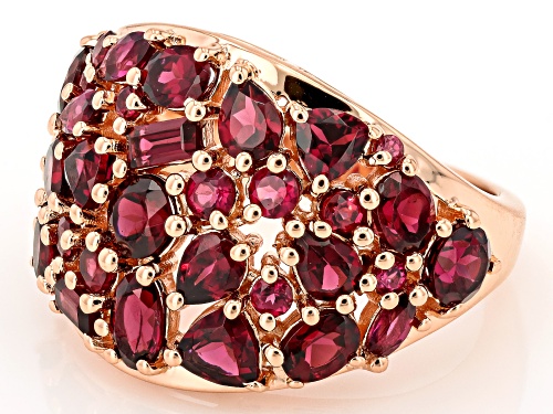 4.65ctw Mixed Shape Rhodolite Garnet 18k Rose Gold Over Sterling Silver Ring - Size 10