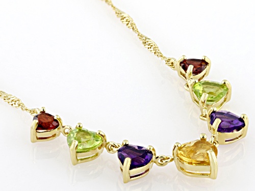 3.12ctw Multi Gemstone 18k Yellow Gold Over Sterling Silver Necklace - Size 18