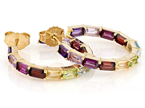 6.71ctw Multi Gemstone 18k Yellow Gold Over Sterling Silver Earrings