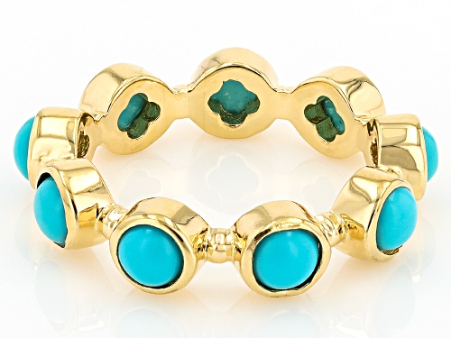 4mm Sleeping Beauty Turquoise 18k Yellow Gold Over Sterling Silver Ring - Size 7