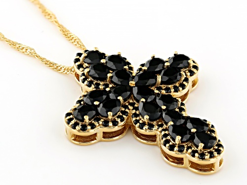 4.74ctw Black Spinel 18k Yellow Gold Over Sterling Silver Pendant With Chain