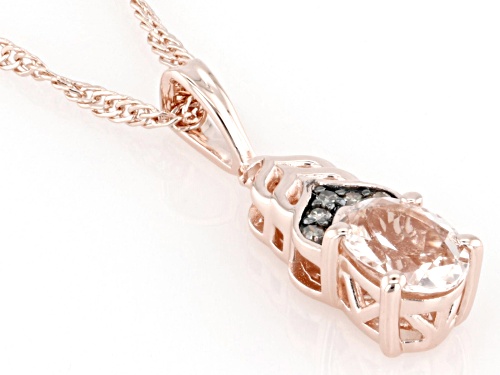 0.63ct Peach Morganite With 0.02ctw Diamond 18k Rose Gold Over Sterling Silver Pendant With Chain