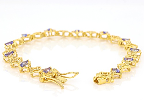 1.76ctw Tanzanite With 0.54ctw White Zircon 18k Yellow Gold Over Sterling Silver Bracelet - Size 7.25
