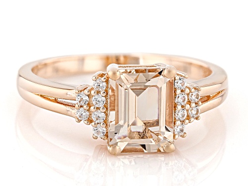 1.32ct Morganite With 0.10ctw White Zircon 18k Rose Gold Over Sterling Silver Ring - Size 8