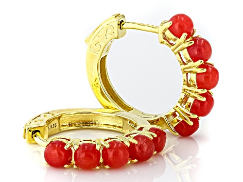 4mm Red Jadeite 18k Yellow Gold Over Sterling Silver Earrings