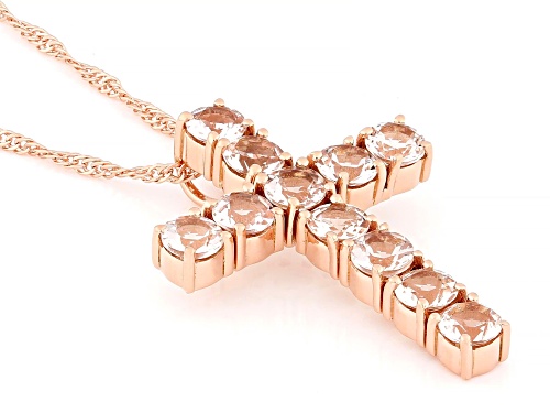 2.06ctw Peach Morganite 18k Rose Gold Over Sterling Silver Pendant With Chain