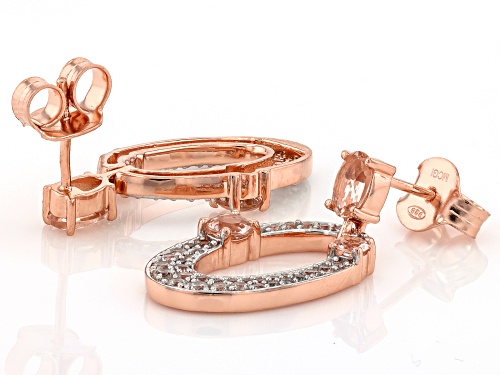1.30ctw Peach Morganite With 1.00ctw White Zircon 18k Rose Gold Over Sterling Silver Earrings