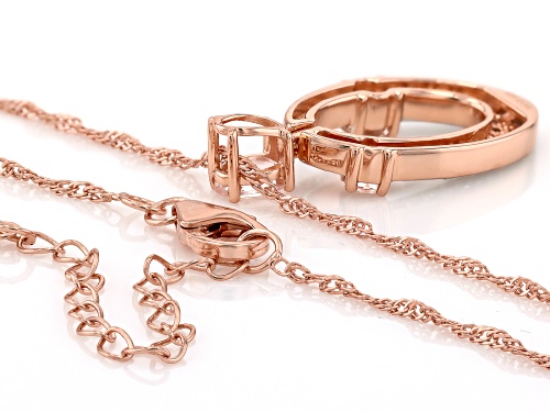 0.65ctw Peach Morganite With 0.50ctw White Zircon 18k Rose Gold Over Silver Pendant With Chain