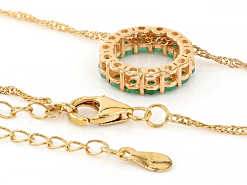 0.41ctw Zambian Emerald, 0.25ctw White Zircon 18k Yellow Gold Over Sterling Silver Pendant W/Chain