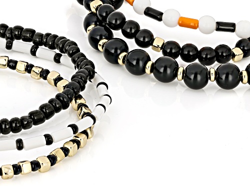 Whimsical Wishes™ Multi-Color Acrylic & Plastic Bead Gold Tone Halloween Stretch Bracelet Set of 6