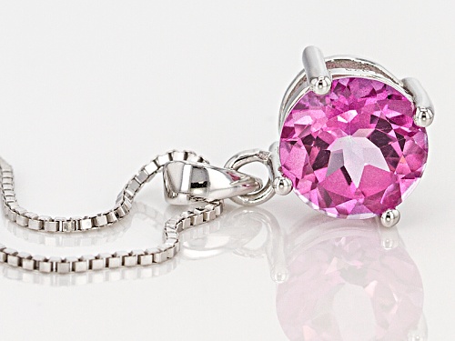 2.35ct Round Pink Topaz Sterling Silver Solitaire Pendant With Chain