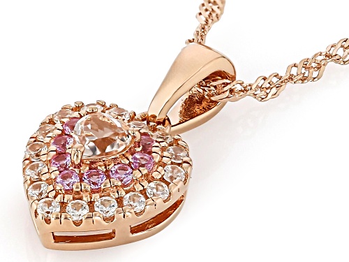 .17ct Morganite with .46ctw Pink Sapphire & White Zircon 18k Rose Gold Over Silver Pendant/Chain