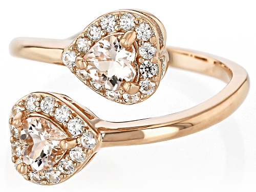 0.71ctw Peach Morganite With 0.46ctw White Zircon 18k Rose Gold Over Sterling Silver Ring - Size 7