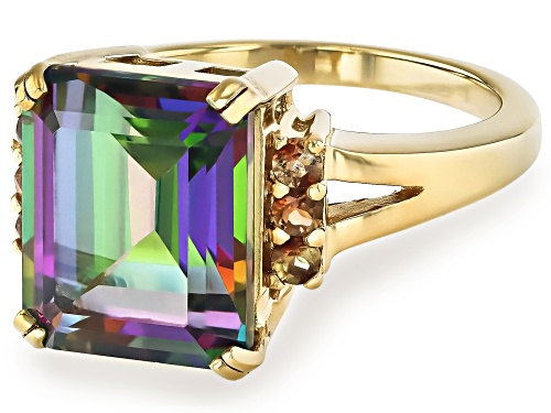6.00ct Mystic Topaz® With Andalusite 18k Yellow Gold Over Sterling Silver Ring - Size 6