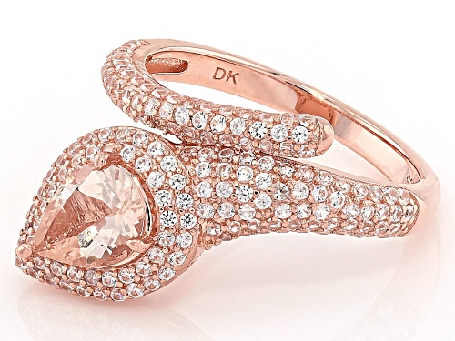 0.70ct Peach Morganite With 1.00ctw White Zircon 18k Rose Gold Over Sterling Silver Ring - Size 6