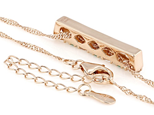0.51ctw Peach Morganite With 0.13ctw Emerald 18k Rose Gold Over Silver Pendant With Chain