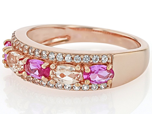 .27ctw Morganite With 1.13ctw Lab Pink & Lab White Sapphire 18k Rose Gold Over Sterling Silver Ring - Size 7