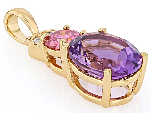 2.13ct Canela Amethyst With 0.44ctw Moissanite Fire® 18K Yellow Gold Over Sterling Silver Pendant