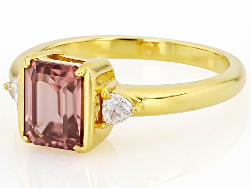 2.25ct Blush Zircon with 0.15ctw Moissanite 18K Yellow Gold Over Sterling Silver Ring - Size 10