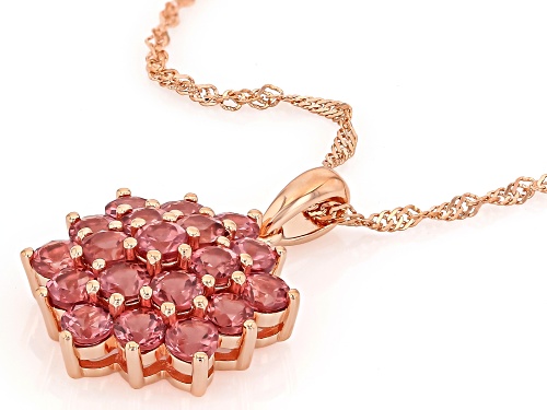 3.88ctw Pink Color Shift Garnet 18k Rose Gold Over Sterling Silver Pendant with Chain