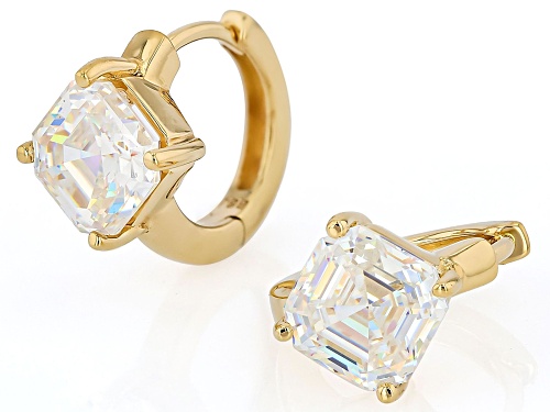 4.80ctw Strontium Titanate 18k Yellow Gold Over Sterling Silver Hoop Earrings.