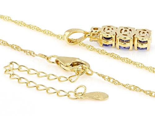 1.49ctw Tanzanite With 0.05ct White Zircon 18k Yellow Gold Over Sterling Silver Pendant With Chain