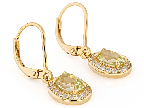 1.50ctw Green Sillimanite with 0.33ctw White Zircon 18K Yellow Gold Over Sterling Silver Earrings