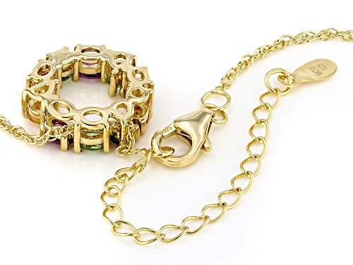 1.67ctw Multi Garnet 18k Yellow Gold Over Sterling Silver Pendant With Chain