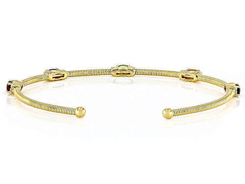 1.25ctw Multi Garnet With 0.11ctw White Zircon 18k Yellow Gold Over Sterling Silver Bracelet - Size 8