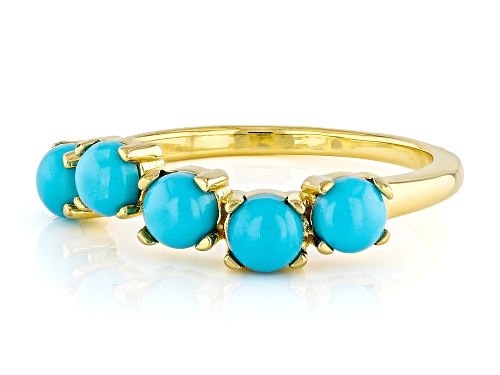 4mm Sleeping Beauty Turquoise 18k Yellow Gold Over Sterling Silver Ring - Size 7
