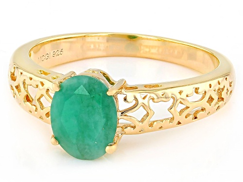 1.13ct Emerald 18k Yellow Gold Over Sterling Silver Ring - Size 8