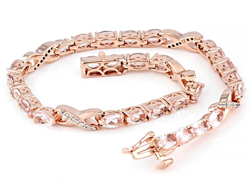6.16ctw Peach Morganite With 0.25ctw White Zircon 18k Rose Gold Over Sterling Silver Bracelet - Size 7.25
