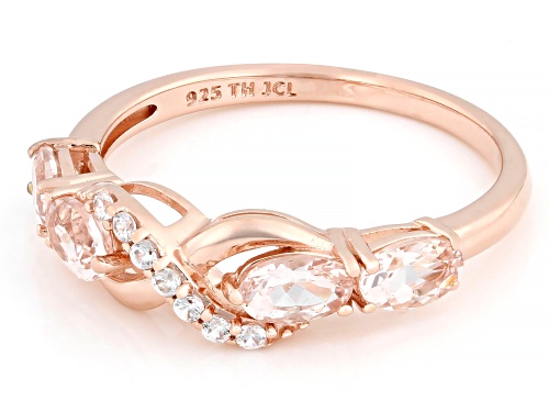 0.88ctw Peach Morganite With 0.09ctw White Zircon 18k Rose Gold Over Sterling Silver Ring - Size 7