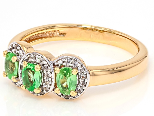 0.49ctw Mint Tsavorite With 0.13ctw White Zircon 18k Yellow Gold Over Sterling Silver Ring - Size 8