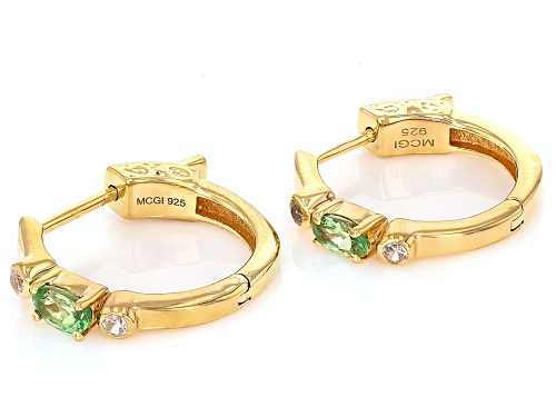 0.44ctw Mint Tsavorite With 0.17ctw White Zircon 18k Yellow Gold Over Sterling Silver Earrings